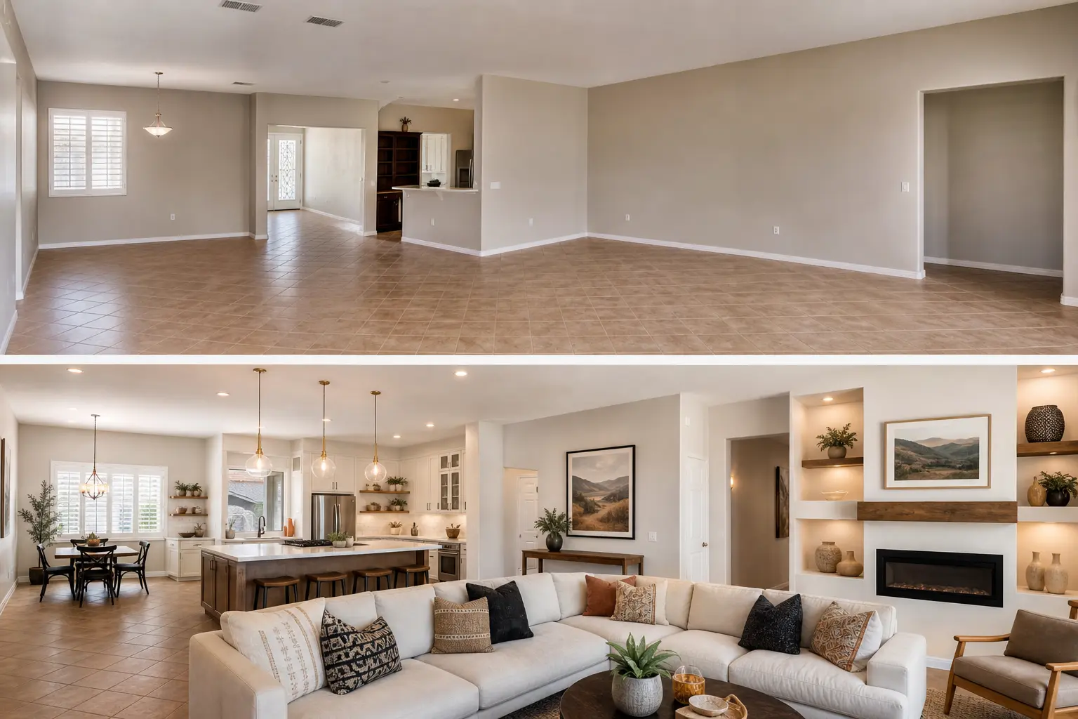 Complete home remodeling project in El Paso, Texas with smooth drywall and modern finishes